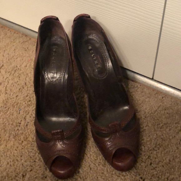 Authentic Celine Brown Leather Heels - Picture 1 of 4